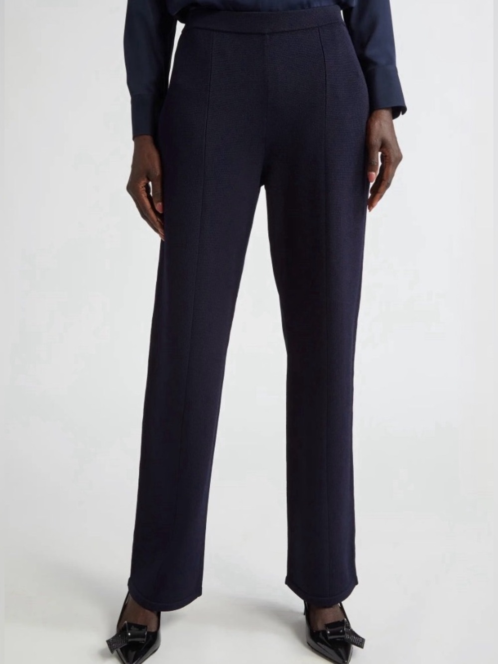 St. John Silk Pleated Wide Leg Trouser